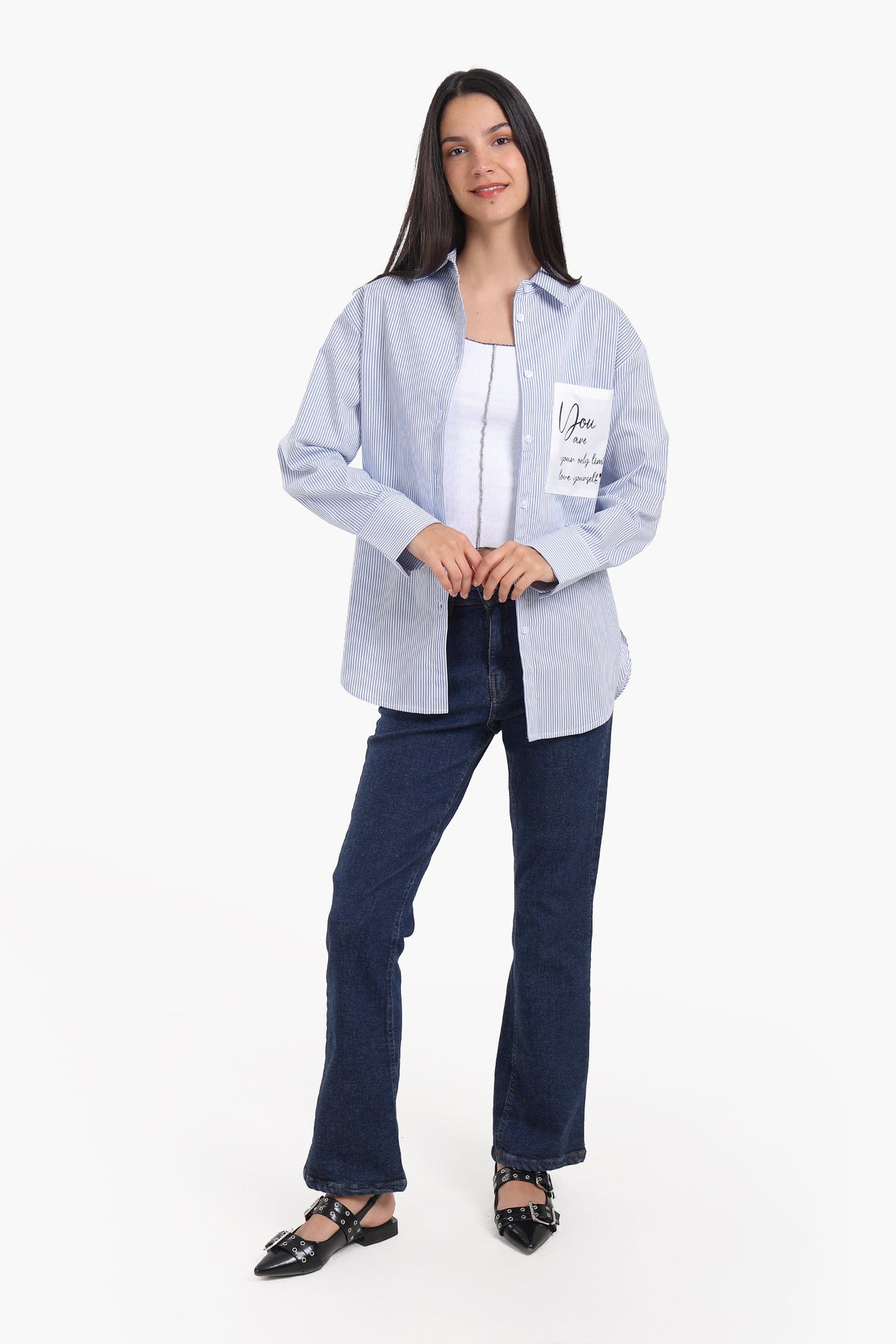 Carina - Striped Shirt with Printed Pocket