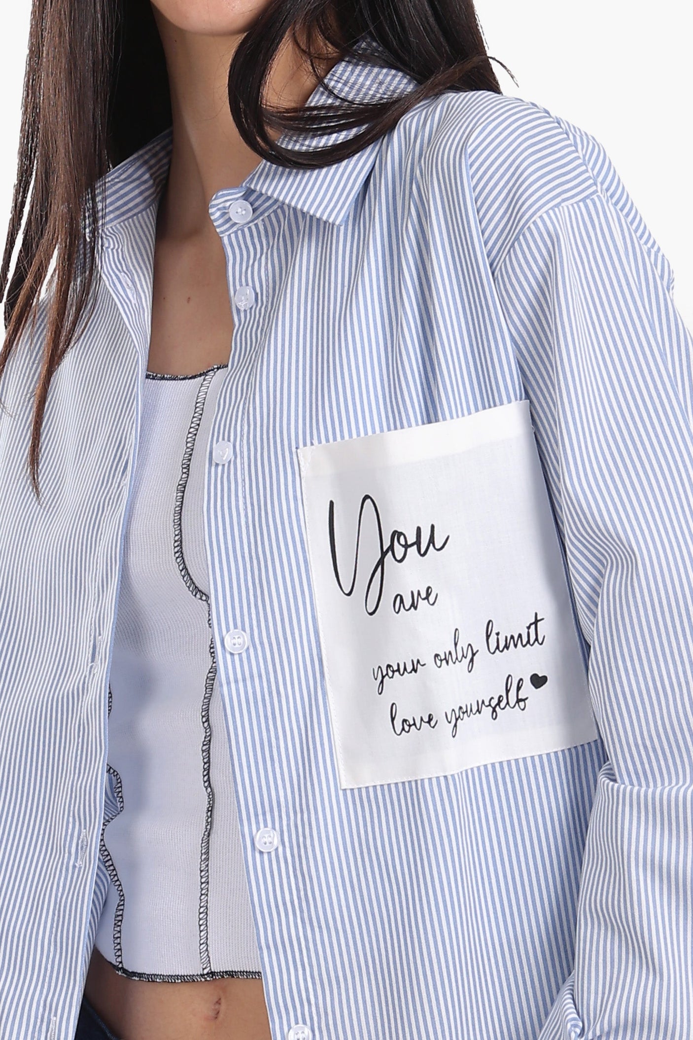 Carina - Striped Shirt with Printed Pocket