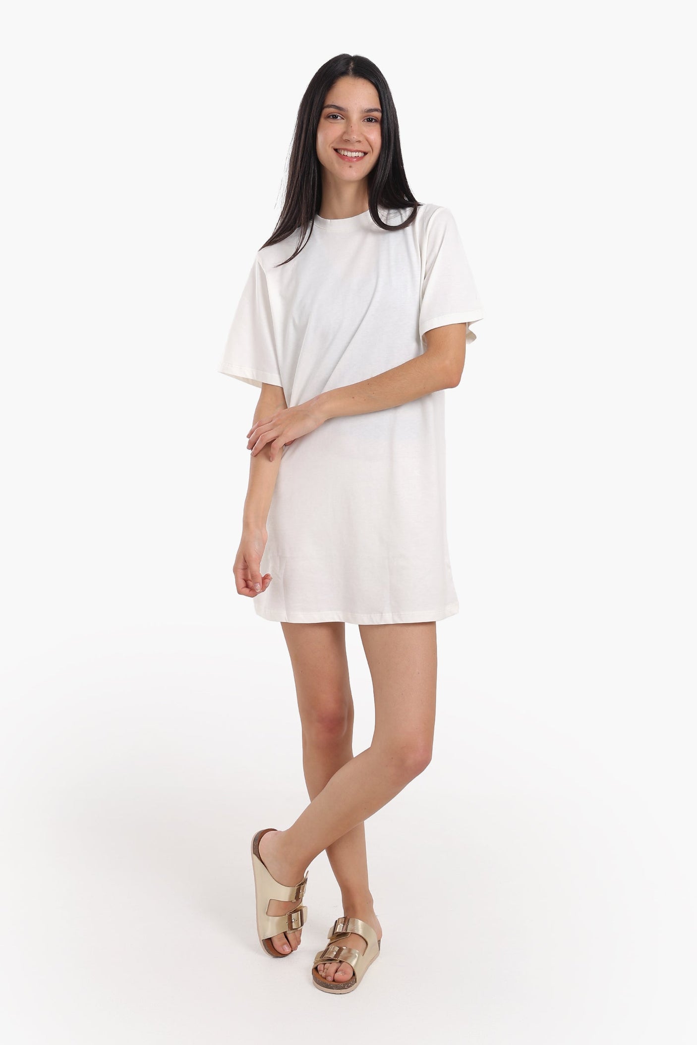 كارينا - فستان قطني بأكمام قصيرة