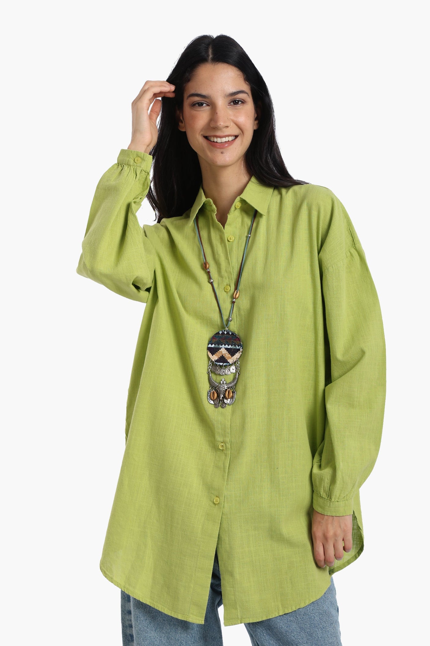 كارينا - قميص كتان منسدل الكتفين