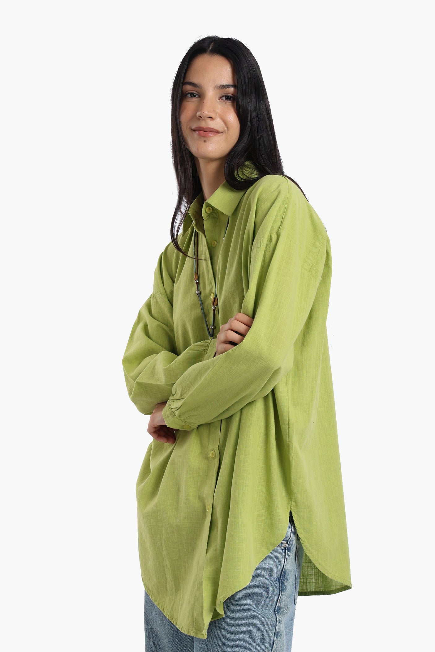 كارينا - قميص كتان منسدل الكتفين