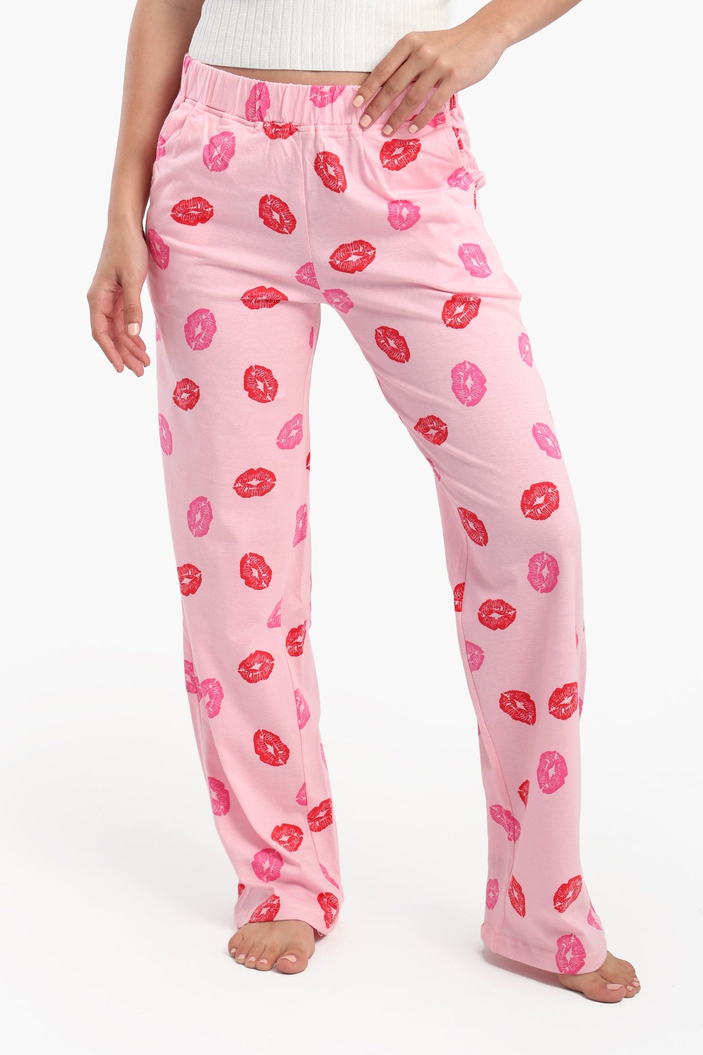 كارينا - بنطال بيجاما بطبعة شفاه