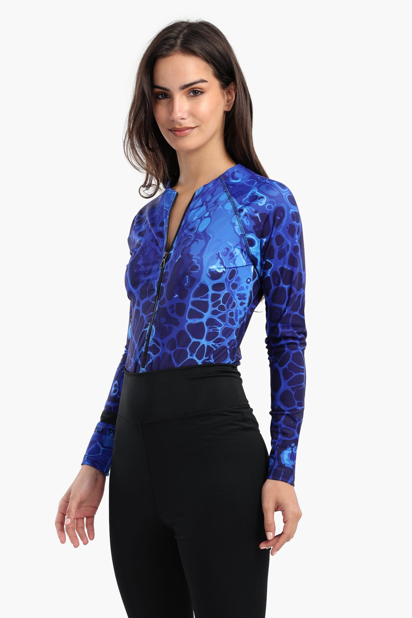 Carina - Ocean Blue Rash Guard Swimsuit