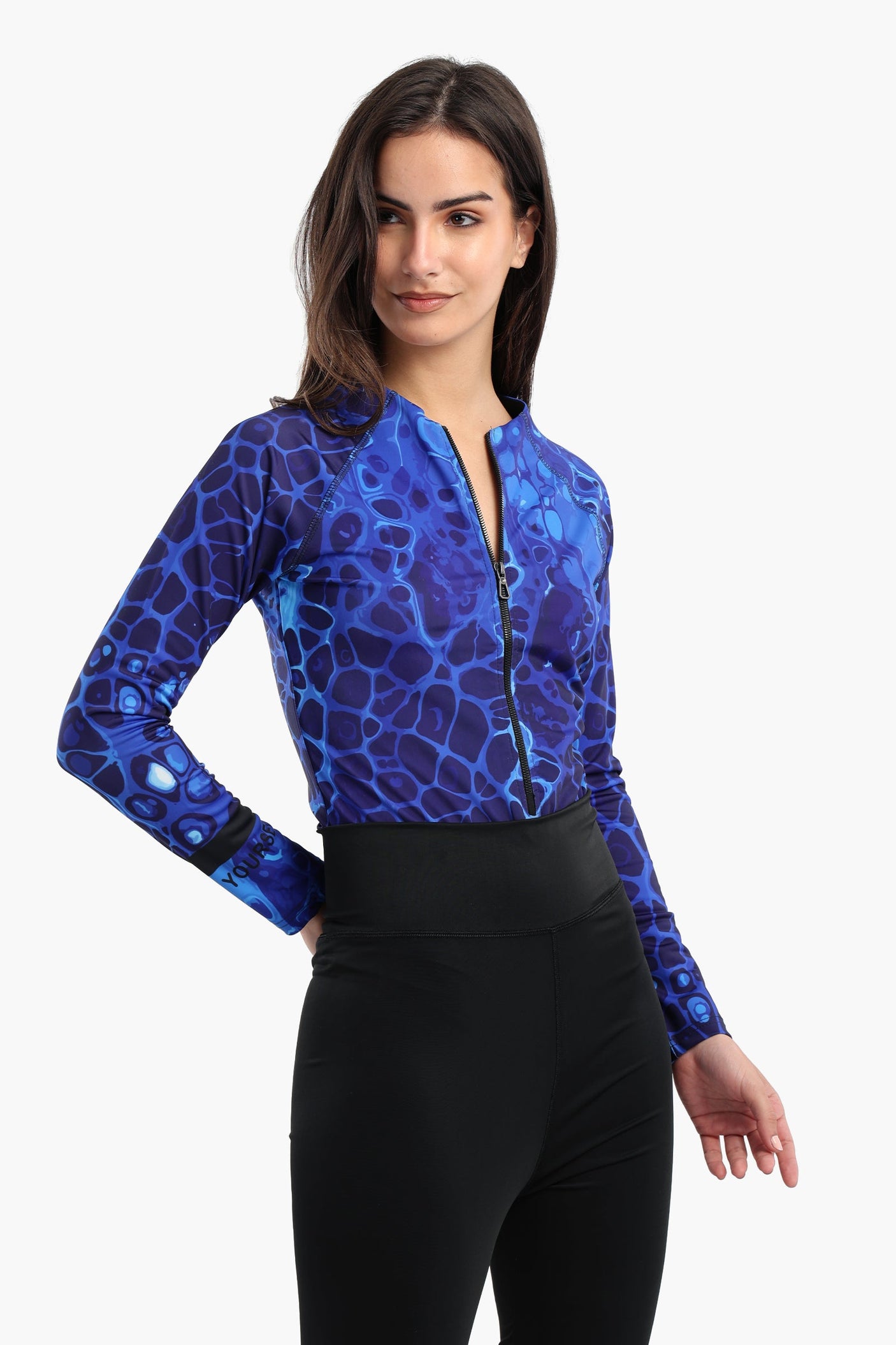 Carina - Ocean Blue Rash Guard Swimsuit