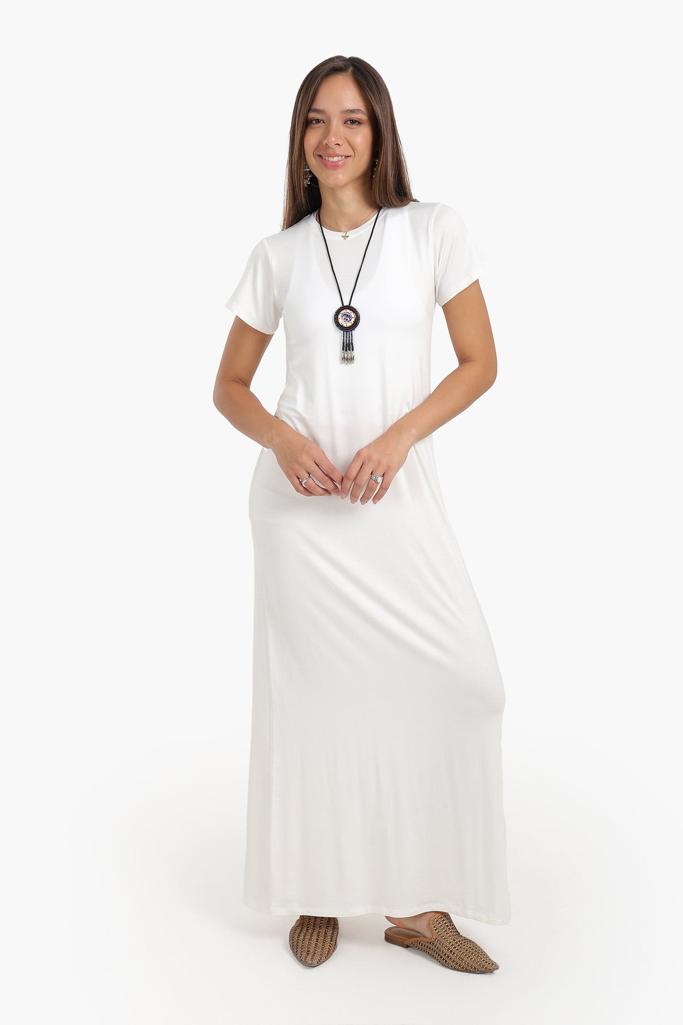 كارينا - فستان ميدي نمط الصلبة