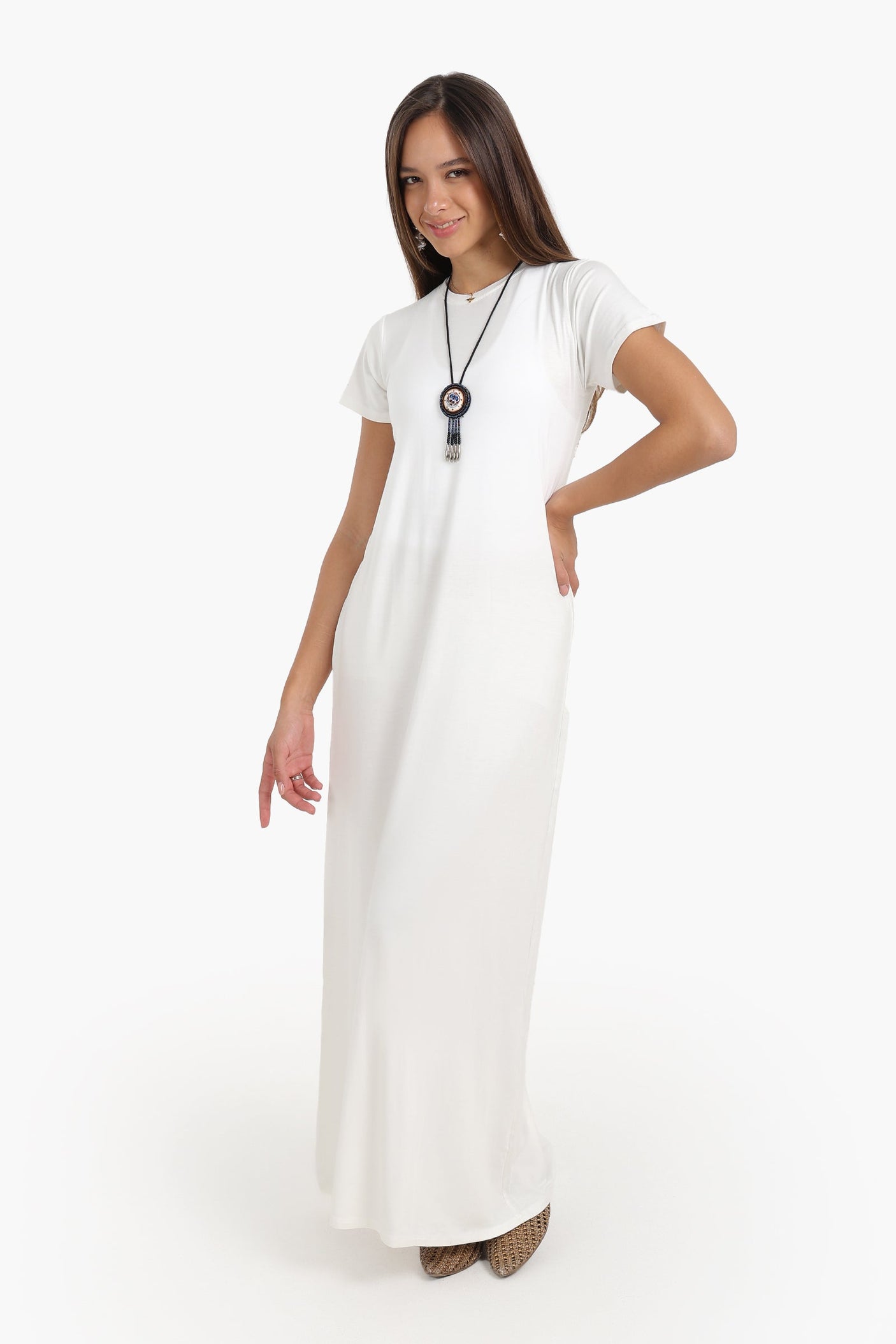 كارينا - فستان ميدي نمط الصلبة