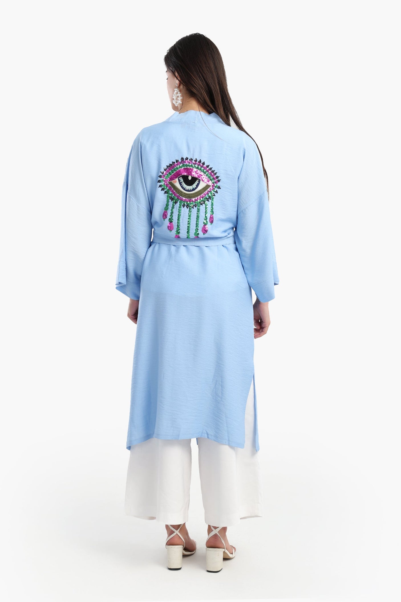 كارينا - كيمونو مفتوح من الأمام باللون الأزرق