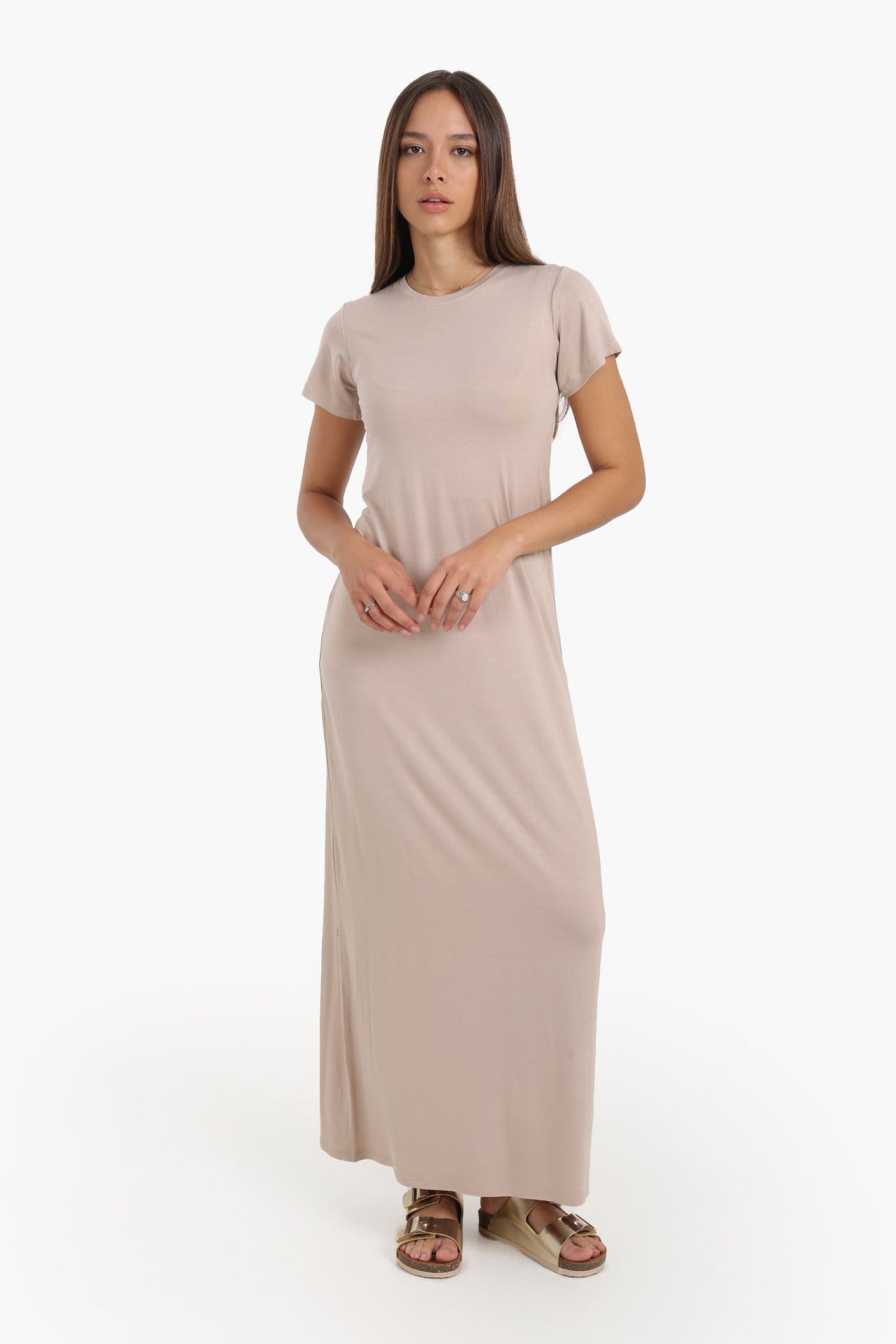 كارينا - فستان ميدي نمط الصلبة