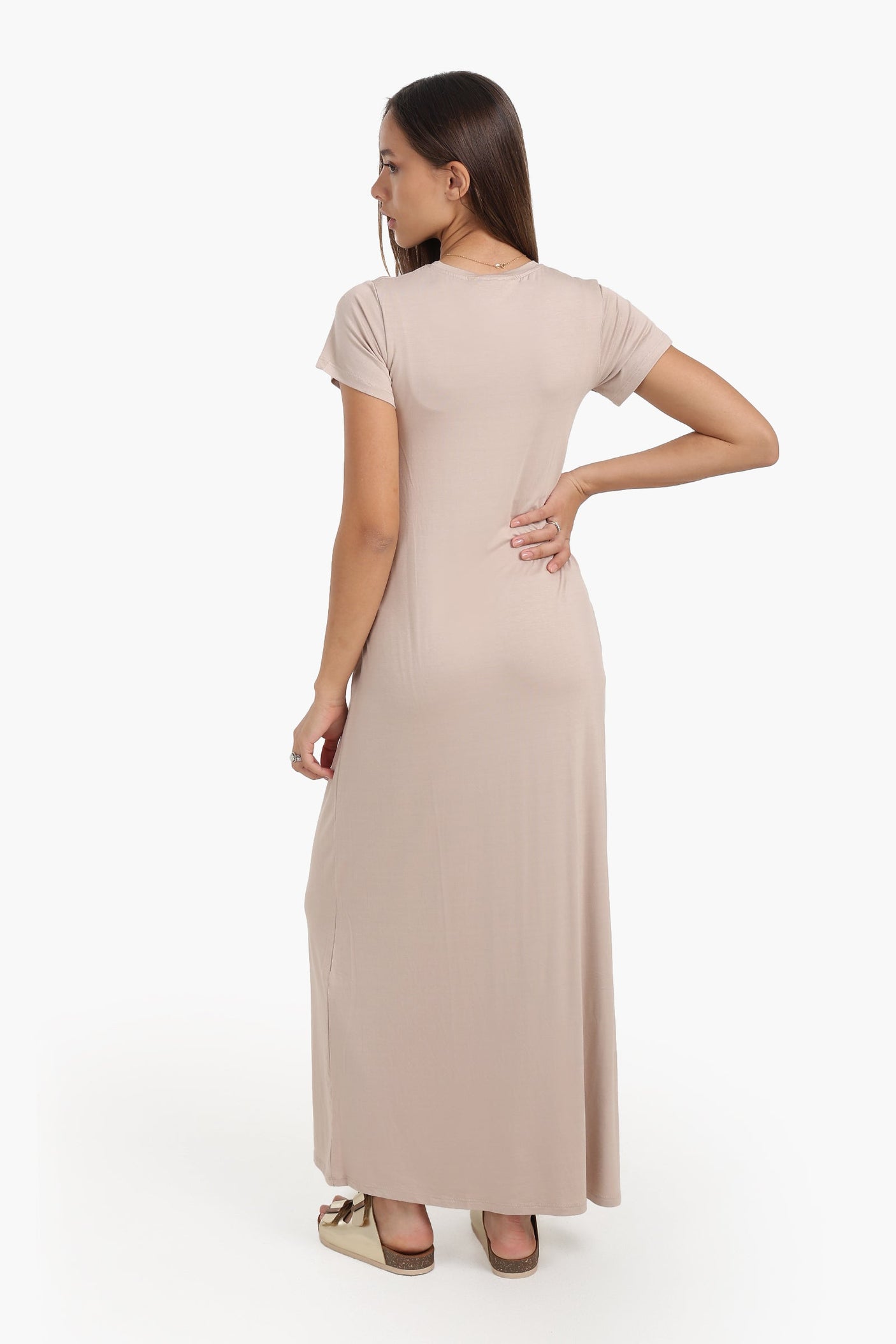 كارينا - فستان ميدي نمط الصلبة