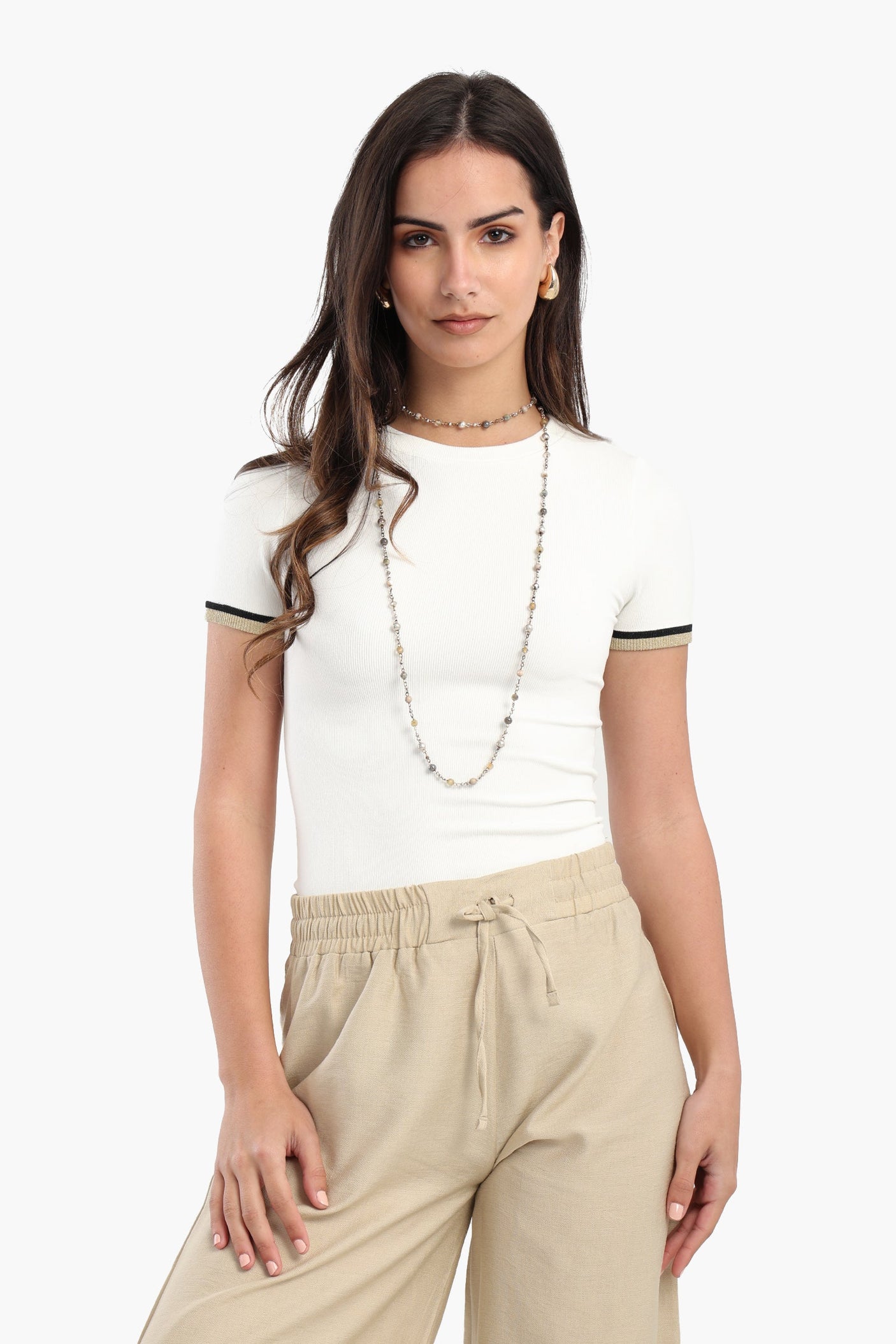 كارينا - بلوزة مضلعة بقصة ضيقة