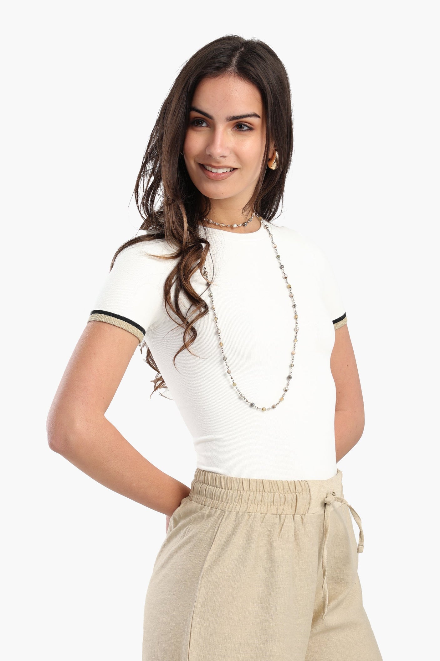 كارينا - بلوزة مضلعة بقصة ضيقة