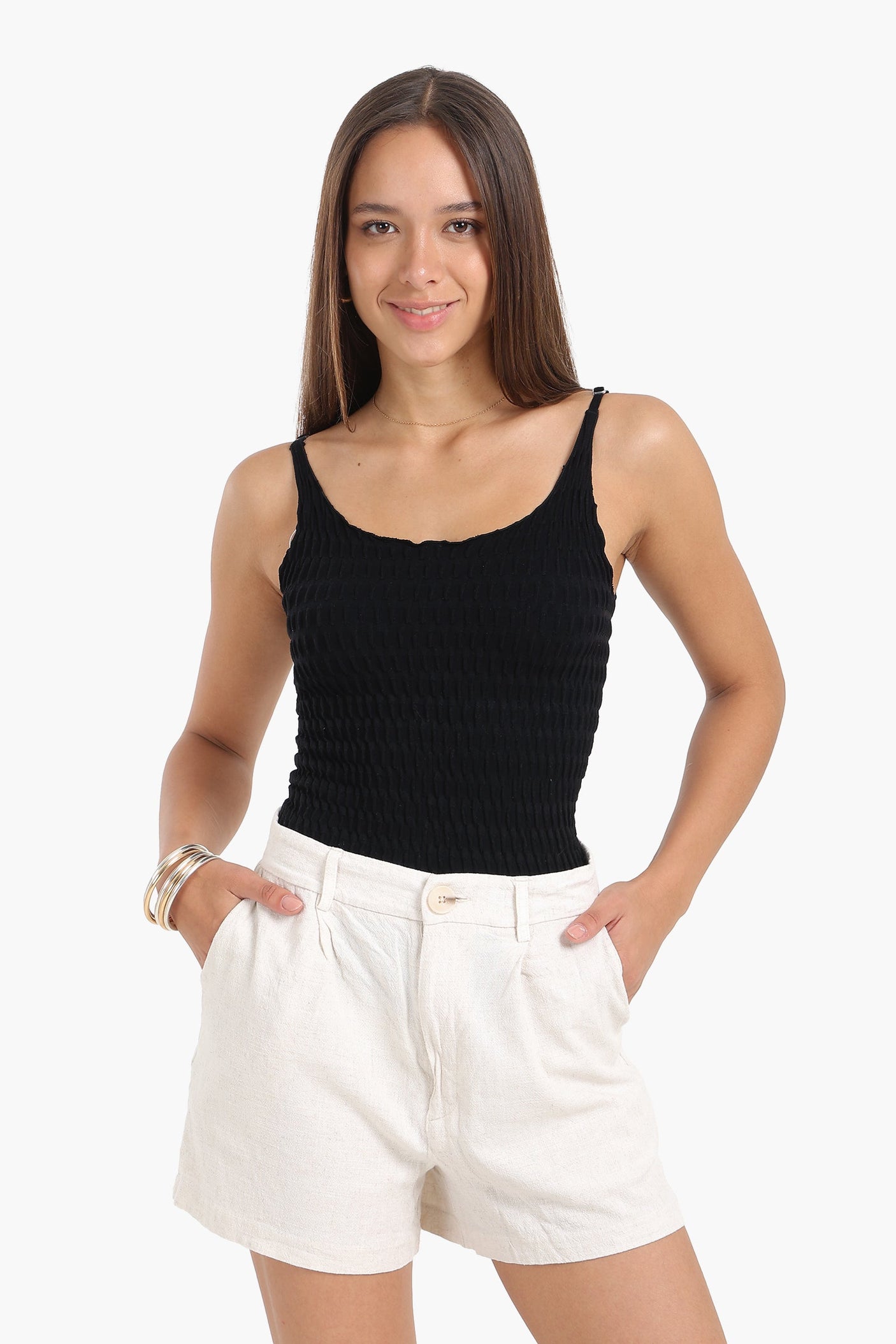 كارينا - الجزء العلوي المجعد من الألياف الدقيقة بدون درزات