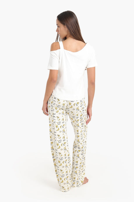 كارينا - طقم بيجامة بفتحة كتف