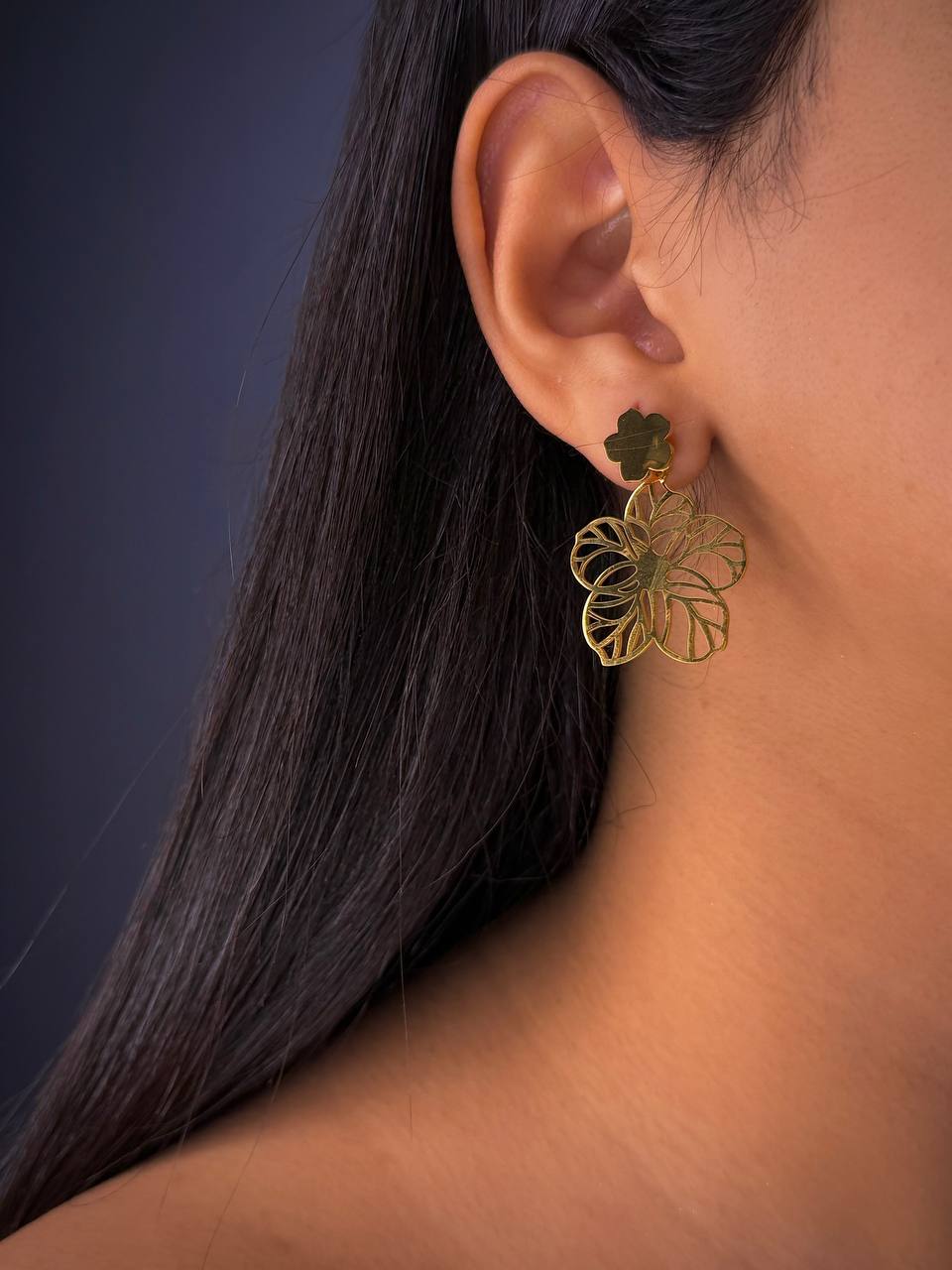 Engraved Flower Earrings