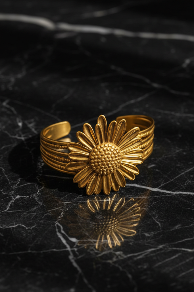 Sunflower Design Plated Metal Bracelet