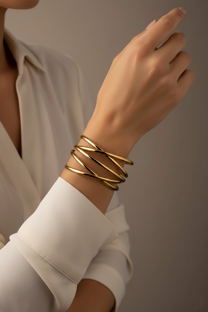 Modern Intertwined Gold Bracelet