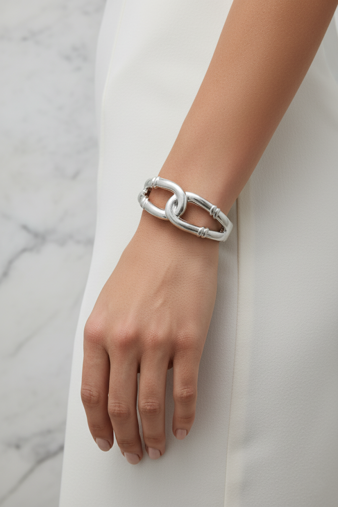 Plated Metal Interlocking Links Bracelet