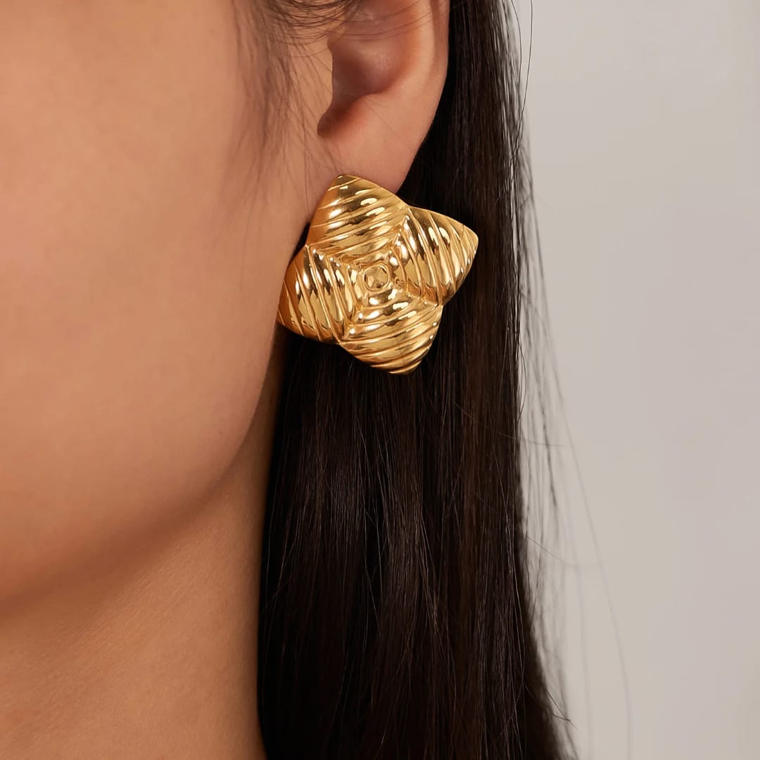 Gold Earrings with Unique Design