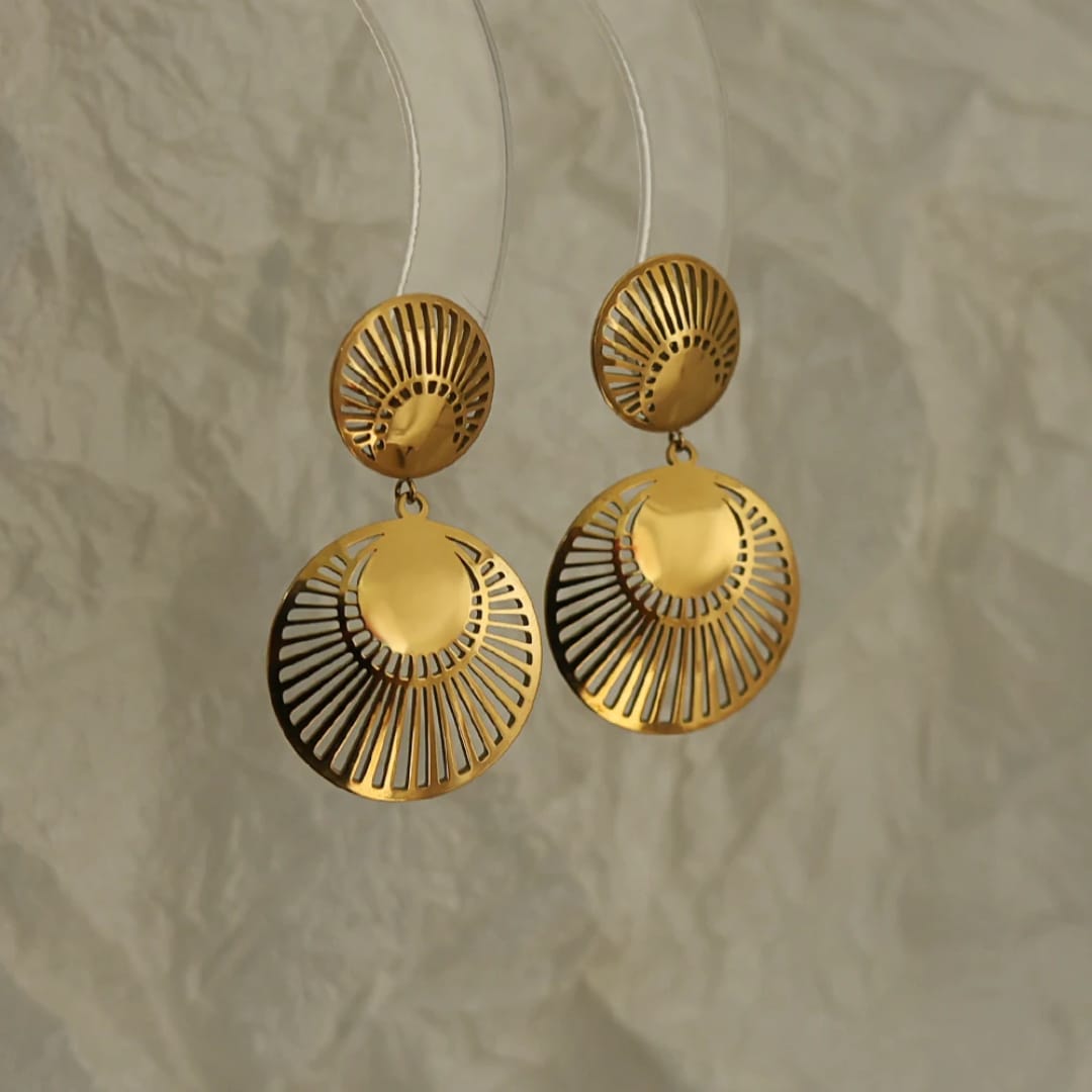 Gold Circular Design Earrings