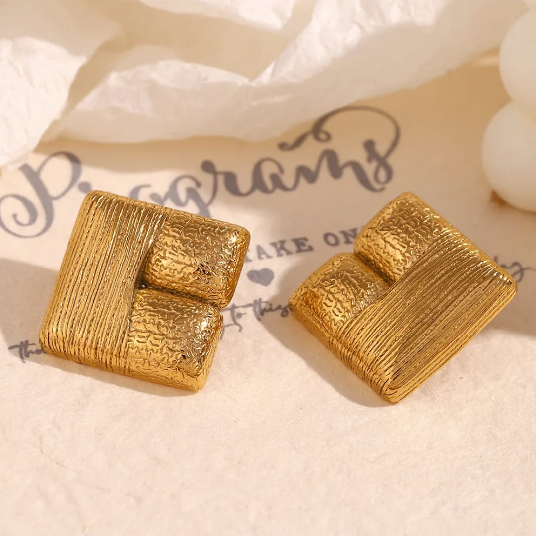 Gold Square Earrings