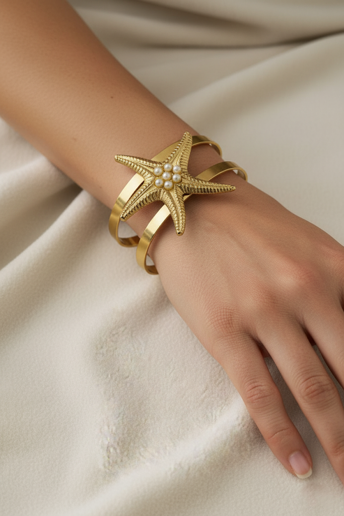 Gold Starfish Cuff Bracelet