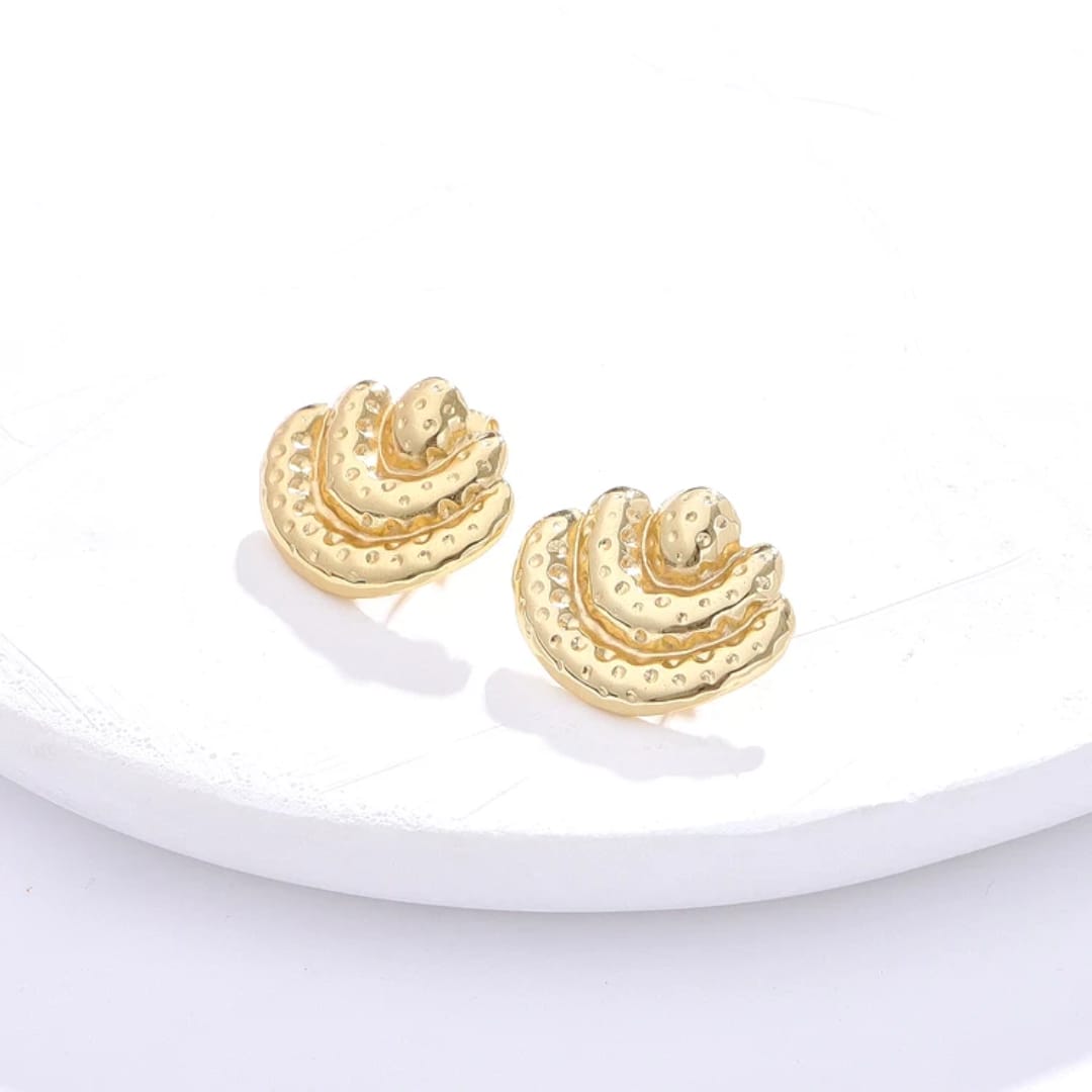 Gold Textured Wave Earrings