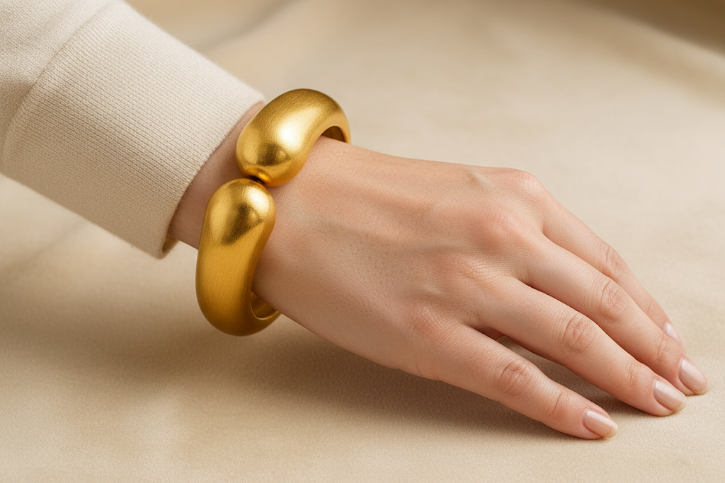 Modern Gold Curved Design Bracelet