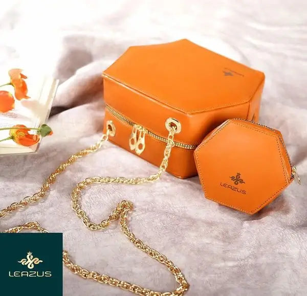 Leazus - Leather bag for women - Hexa Orange