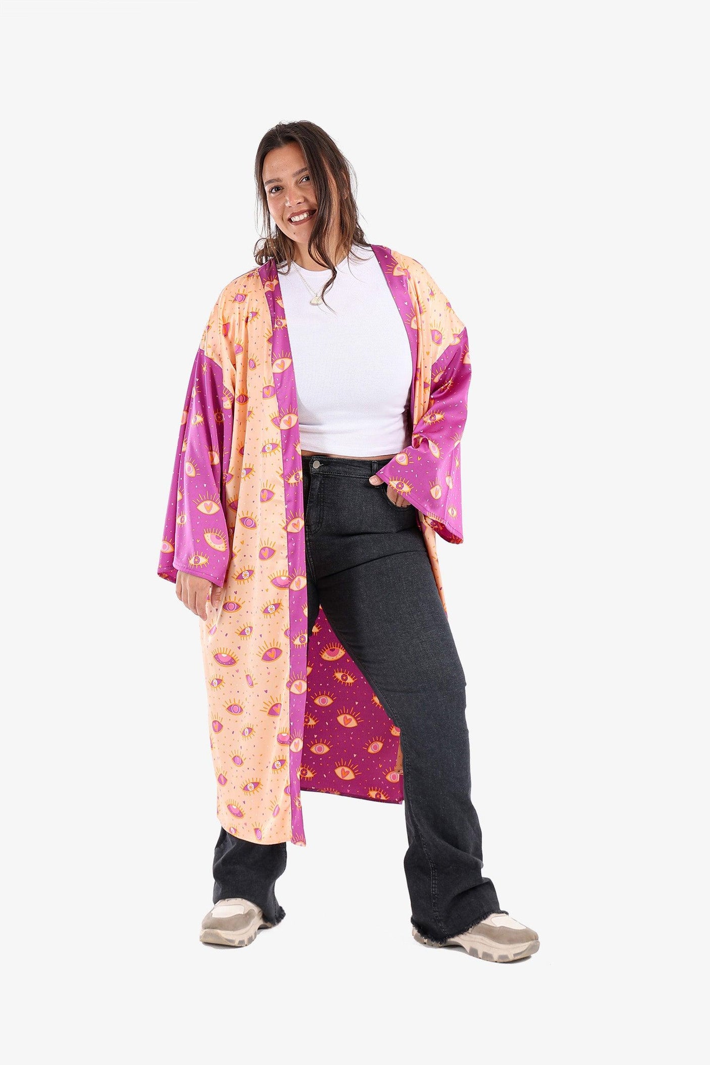 Clue - Color Block Satin Kimono