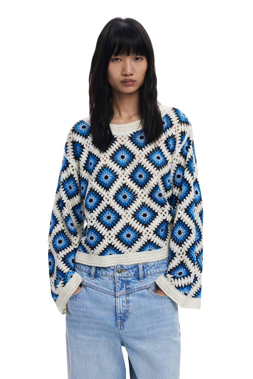 Desigual - Multicolor crochet sweater - sold by FIG