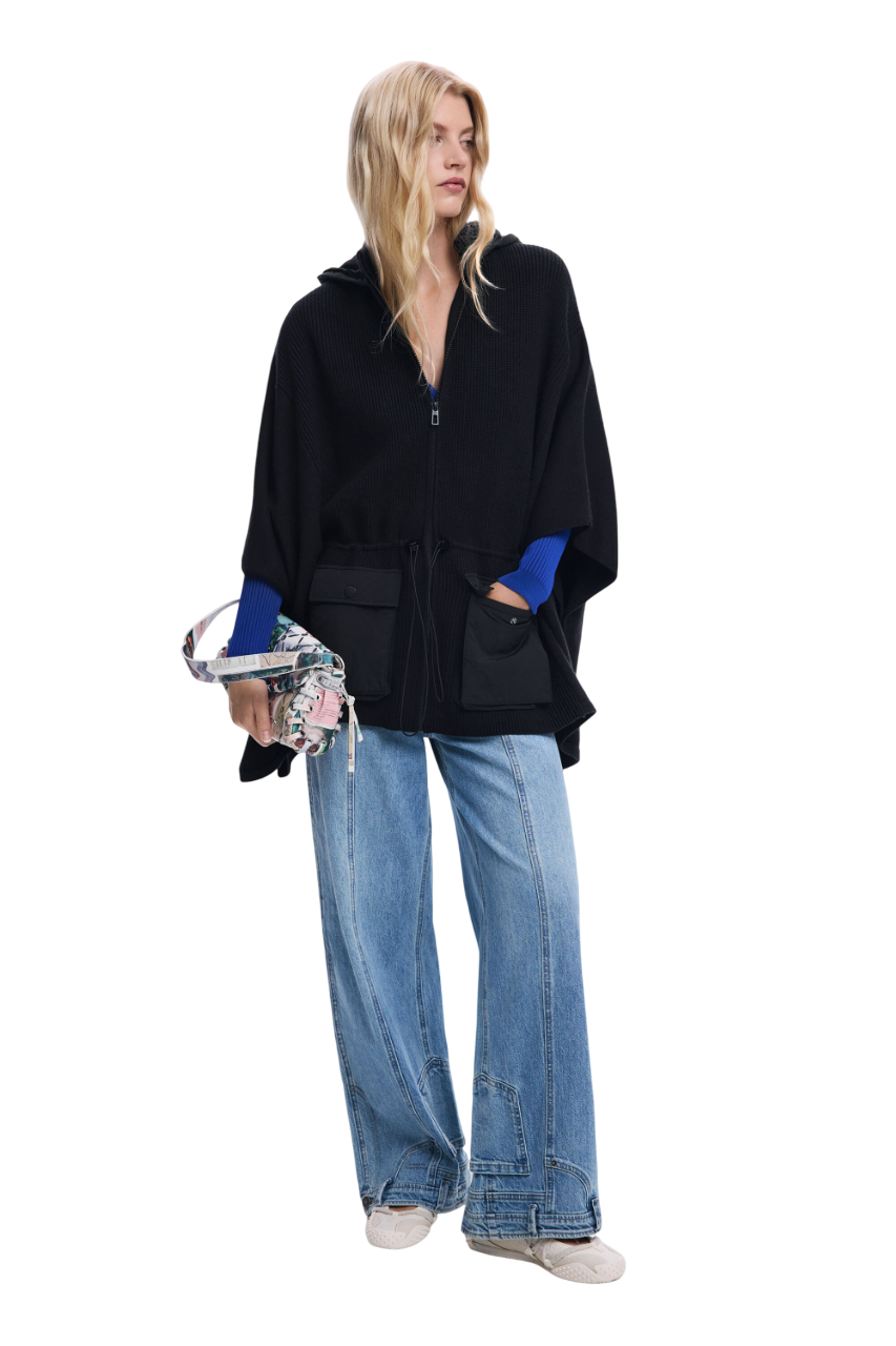 Desigual - Poncho with hood and pockets