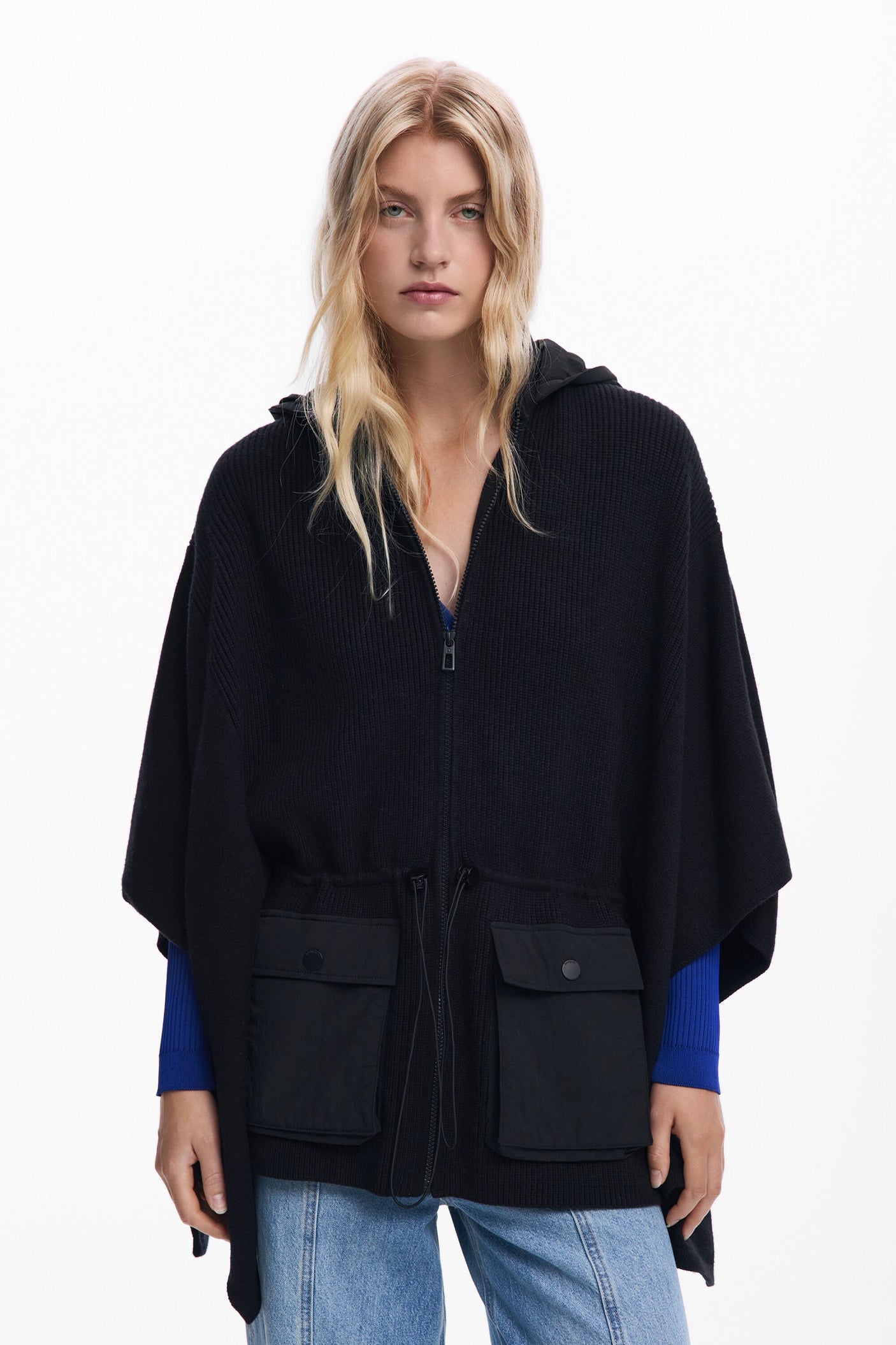 Desigual - Poncho with hood and pockets