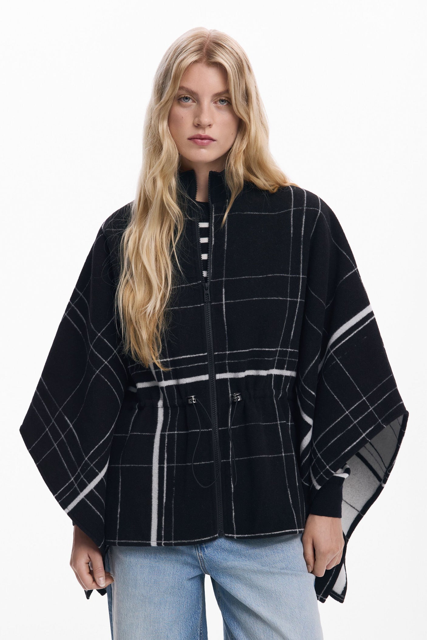 Desigual - Checkered poncho