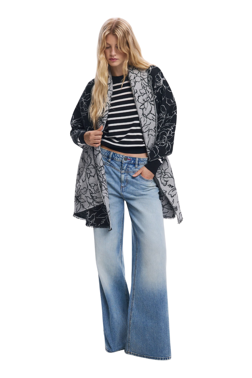 Desigual - Reversible floral cape scarf