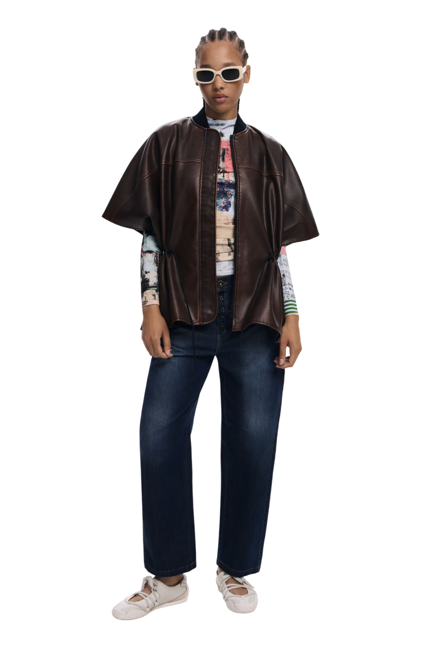 Desigual - Faux leather poncho