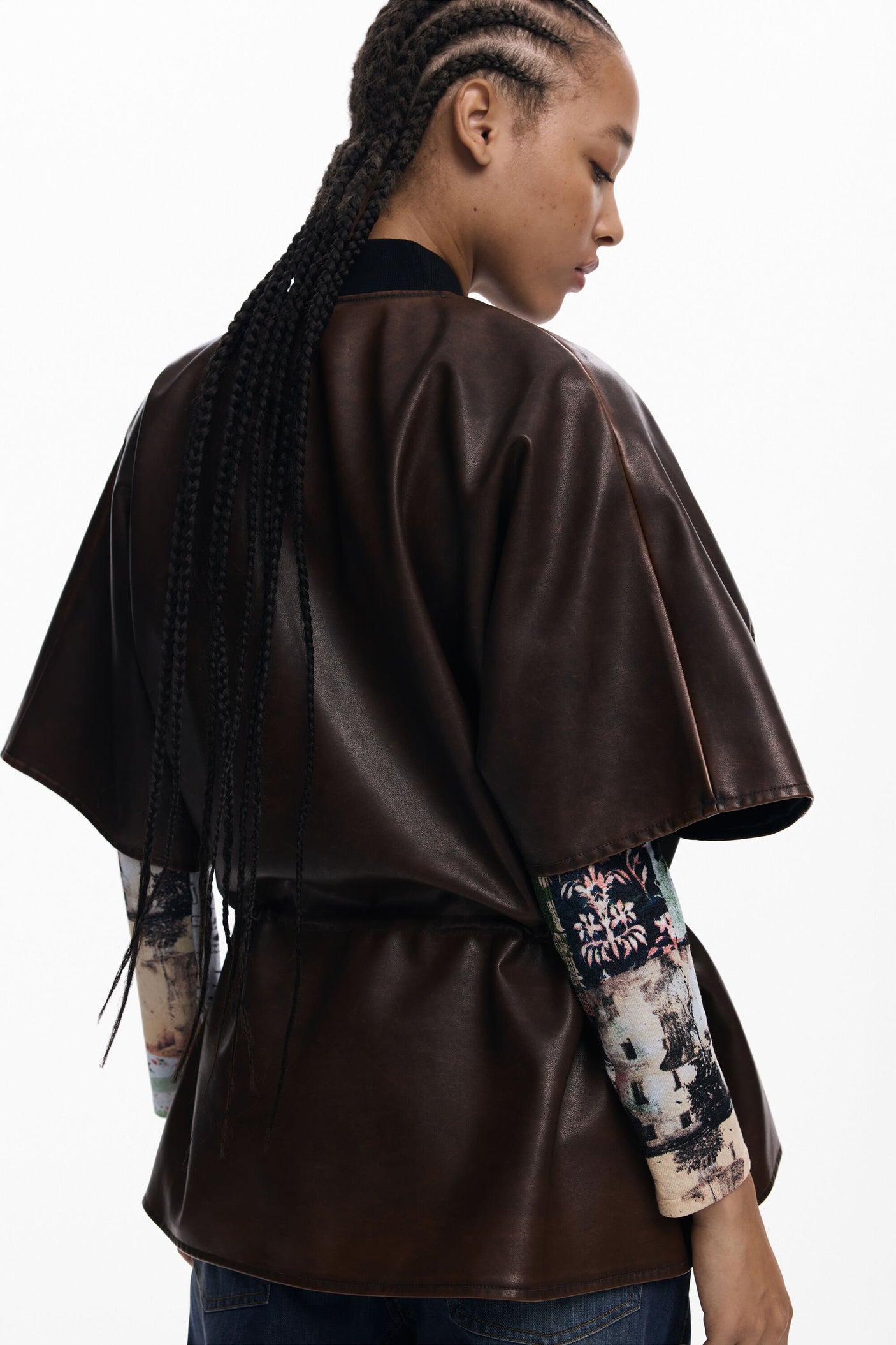 Desigual - Faux leather poncho