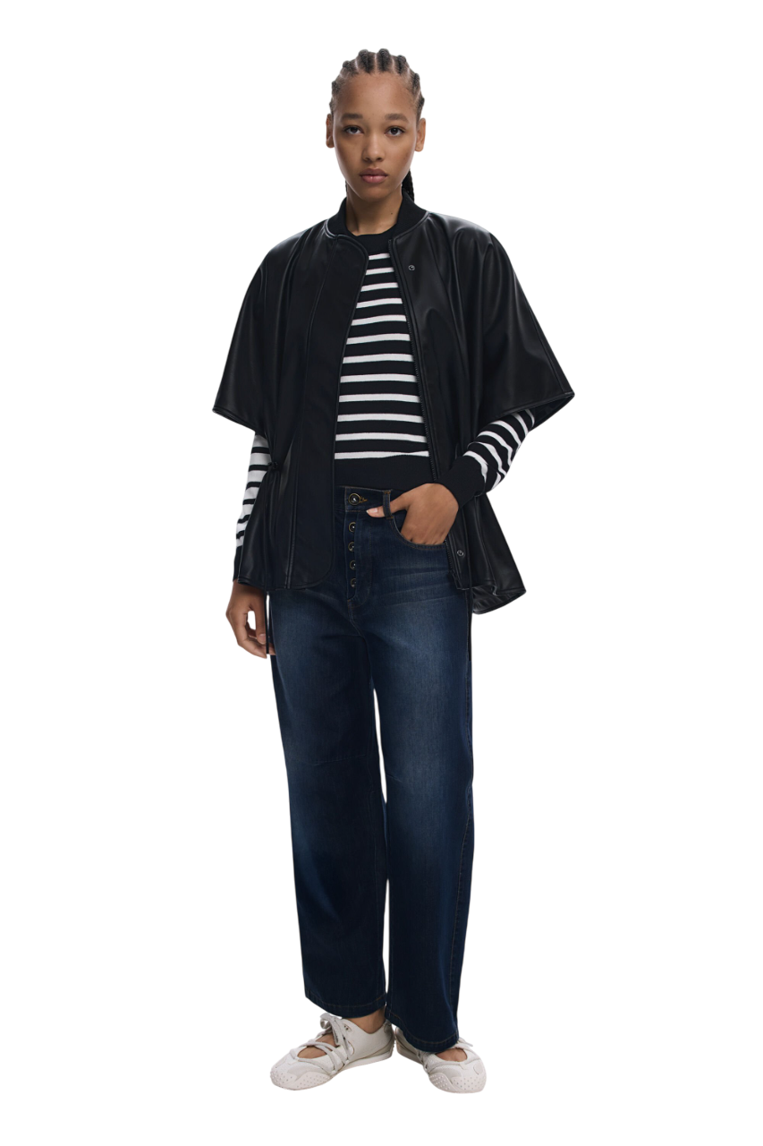 Desigual - Embossed faux leather poncho