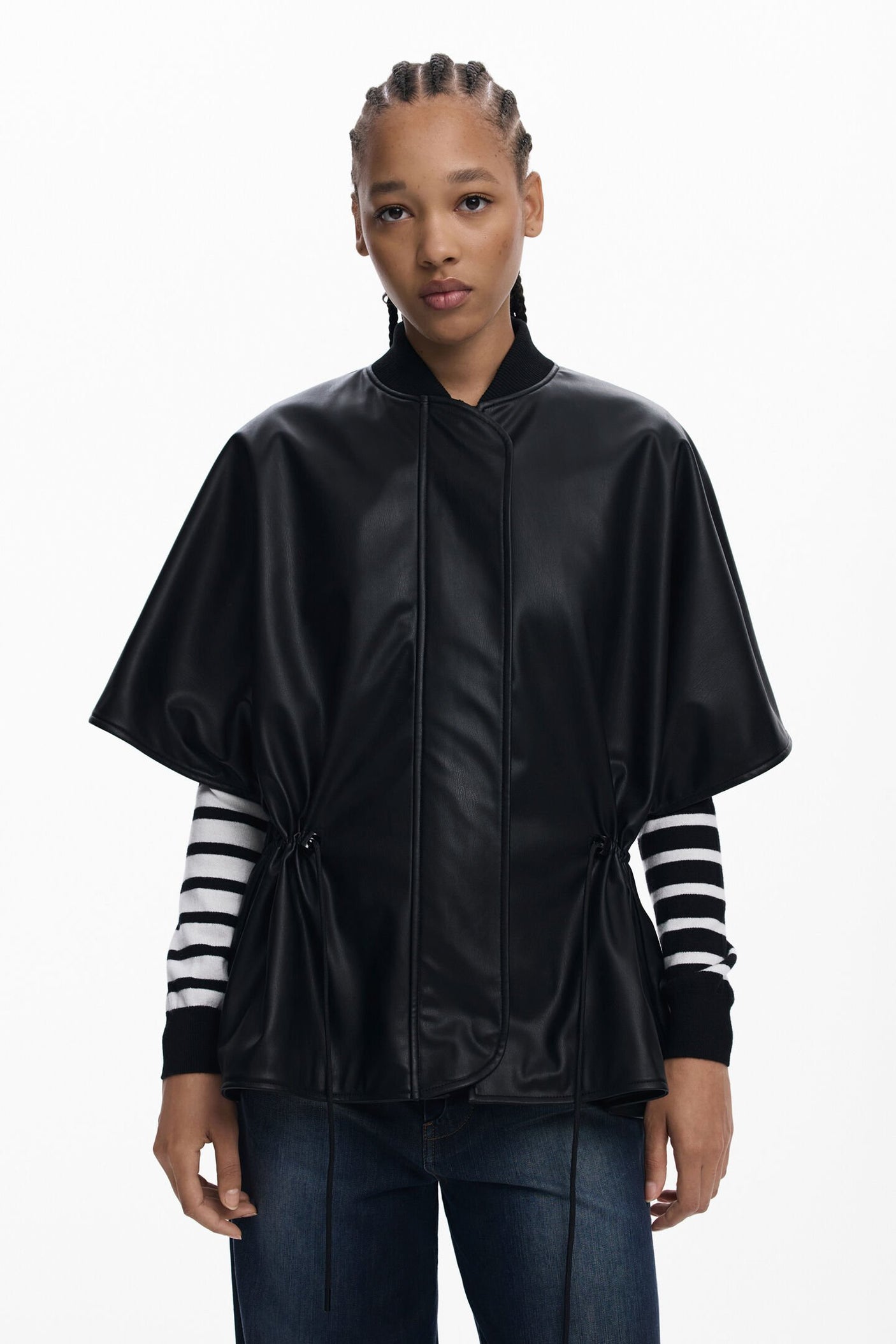 Desigual - Embossed faux leather poncho