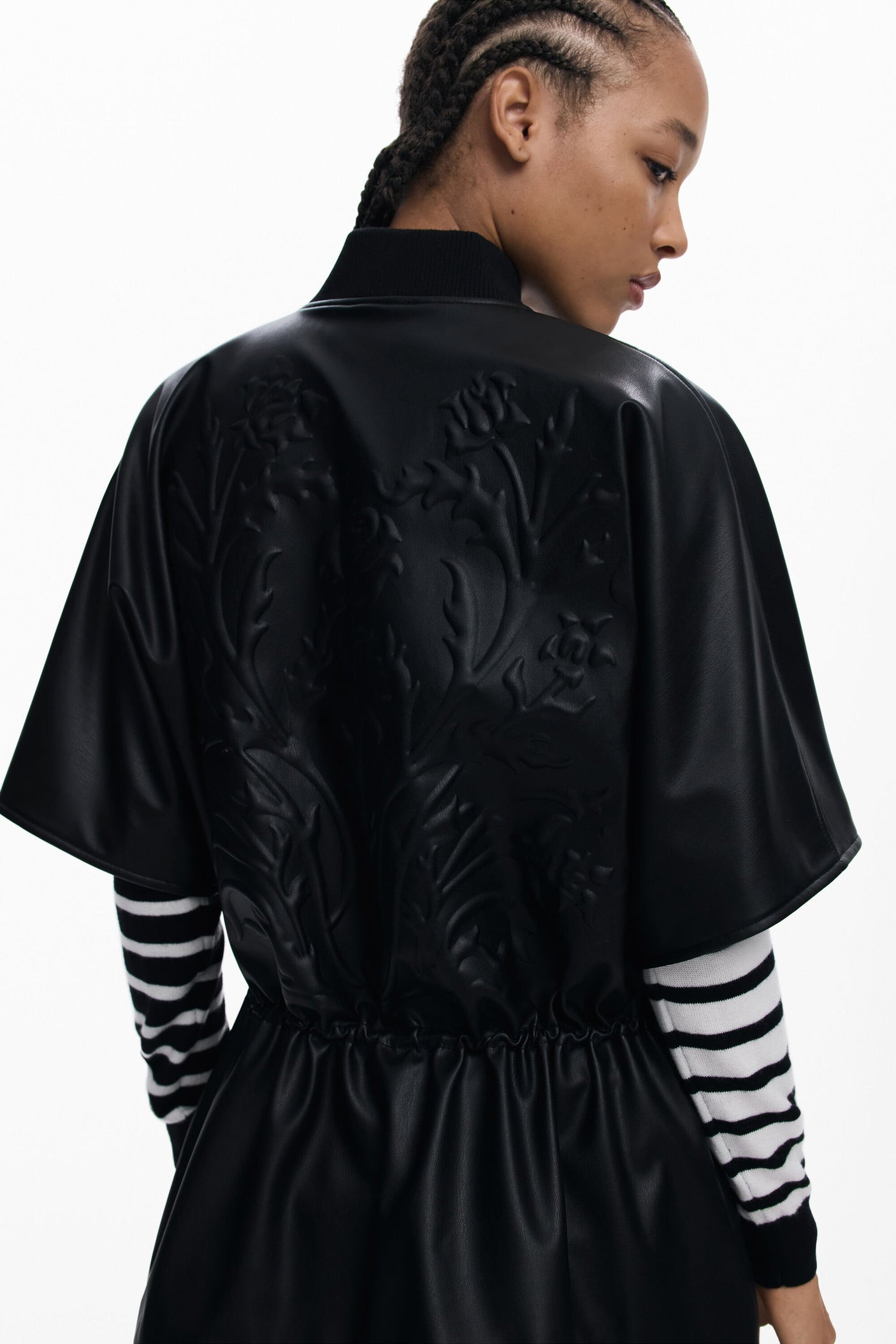 Desigual - Embossed faux leather poncho