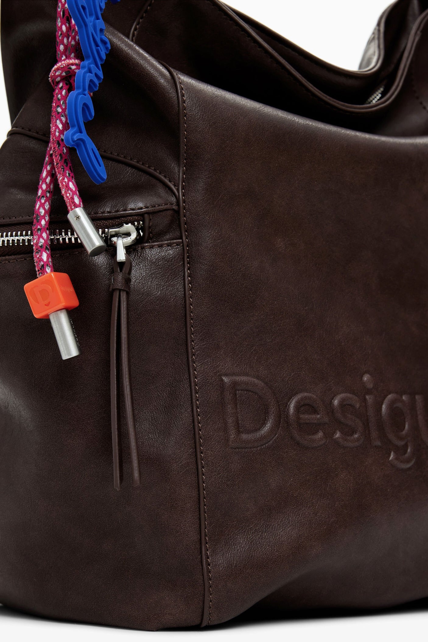 Desigual - Large logo suede-effect backpack