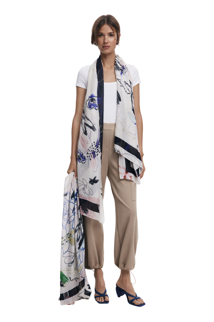 Desigual - Rectangular strokes scarf