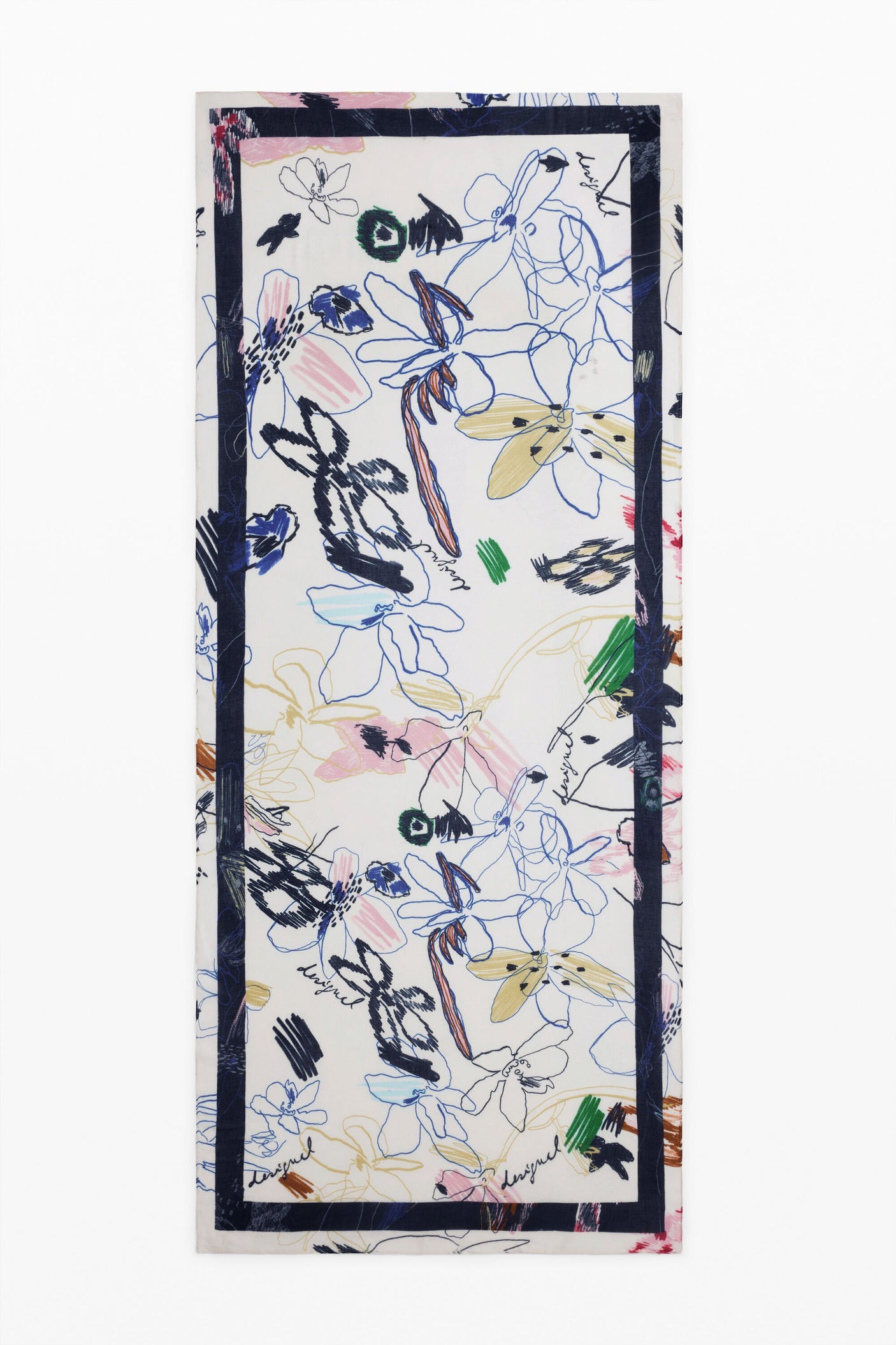 Desigual - Rectangular strokes scarf