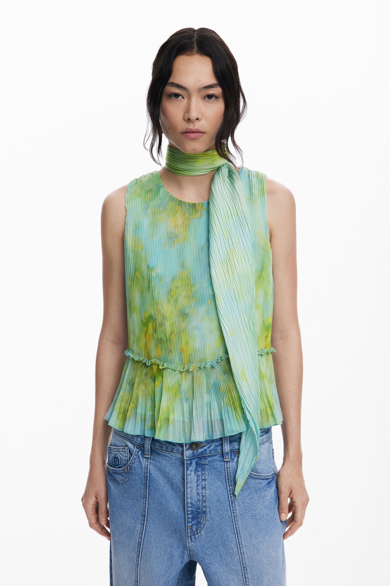 Desigual - Watercolor crumpled scarf