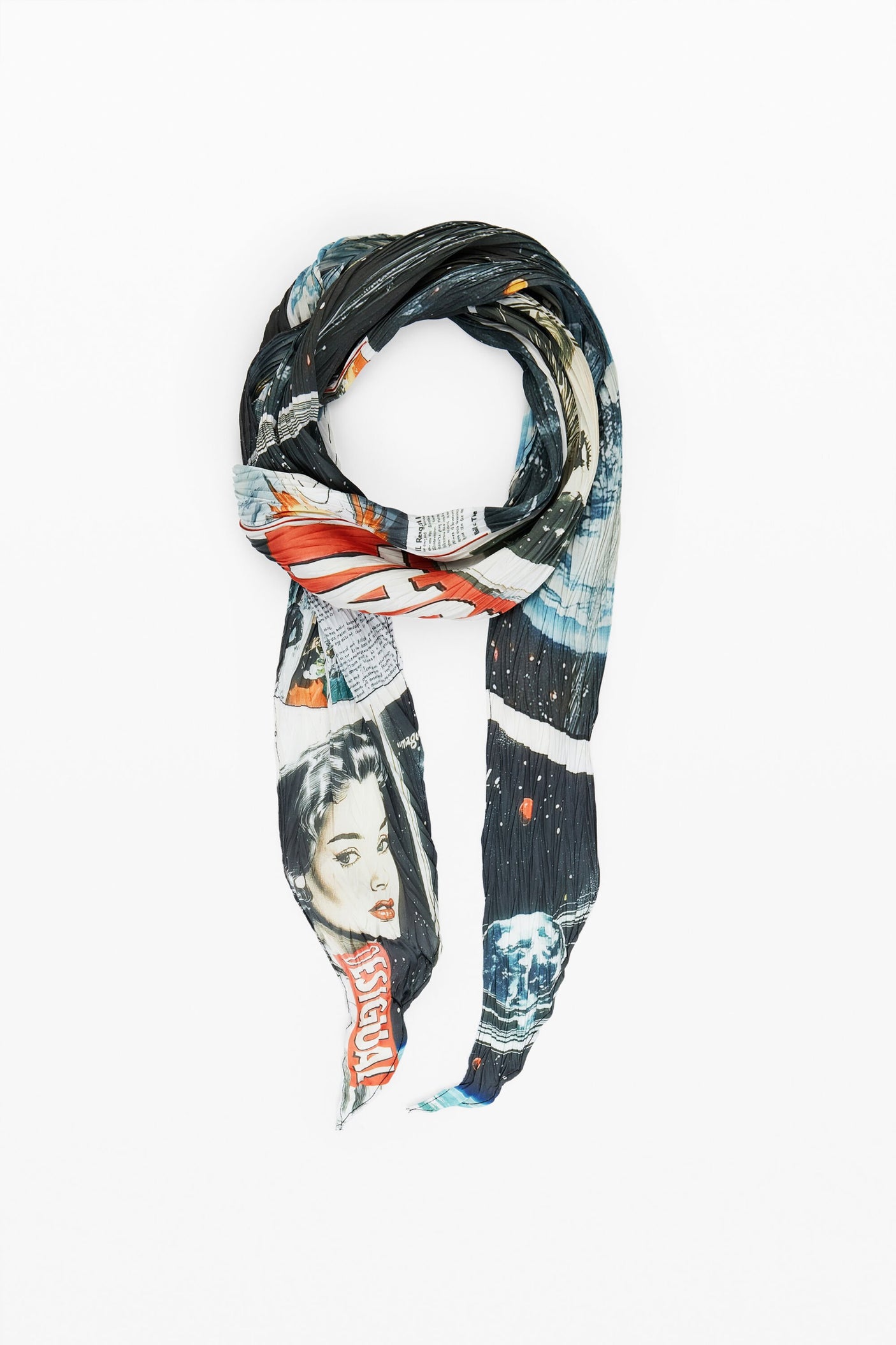Desigual - Wrinkled collage scarf
