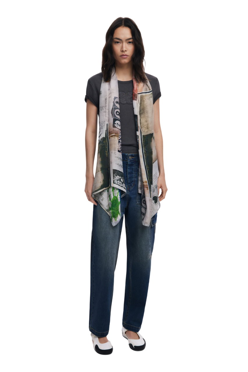 Desigual - Rectangular collage scarf