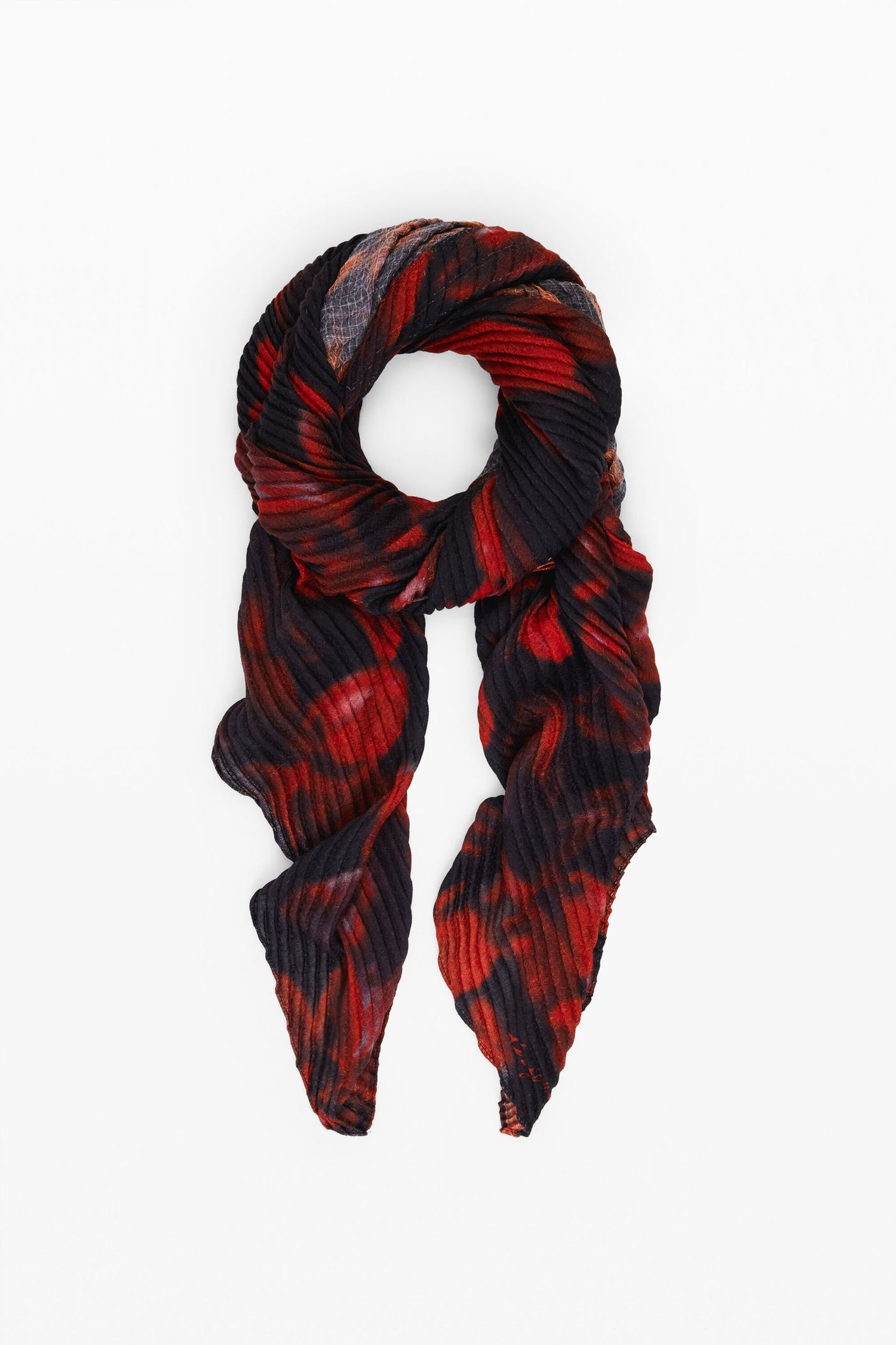Desigual - Rectangular scarf with red flowers