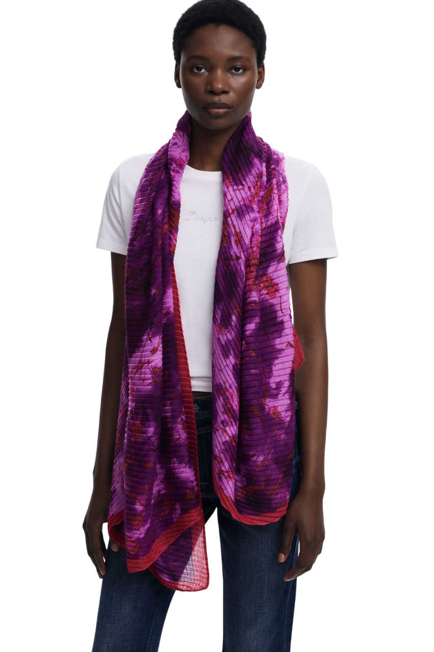 Desigual - Crinkled rectangular floral scarf