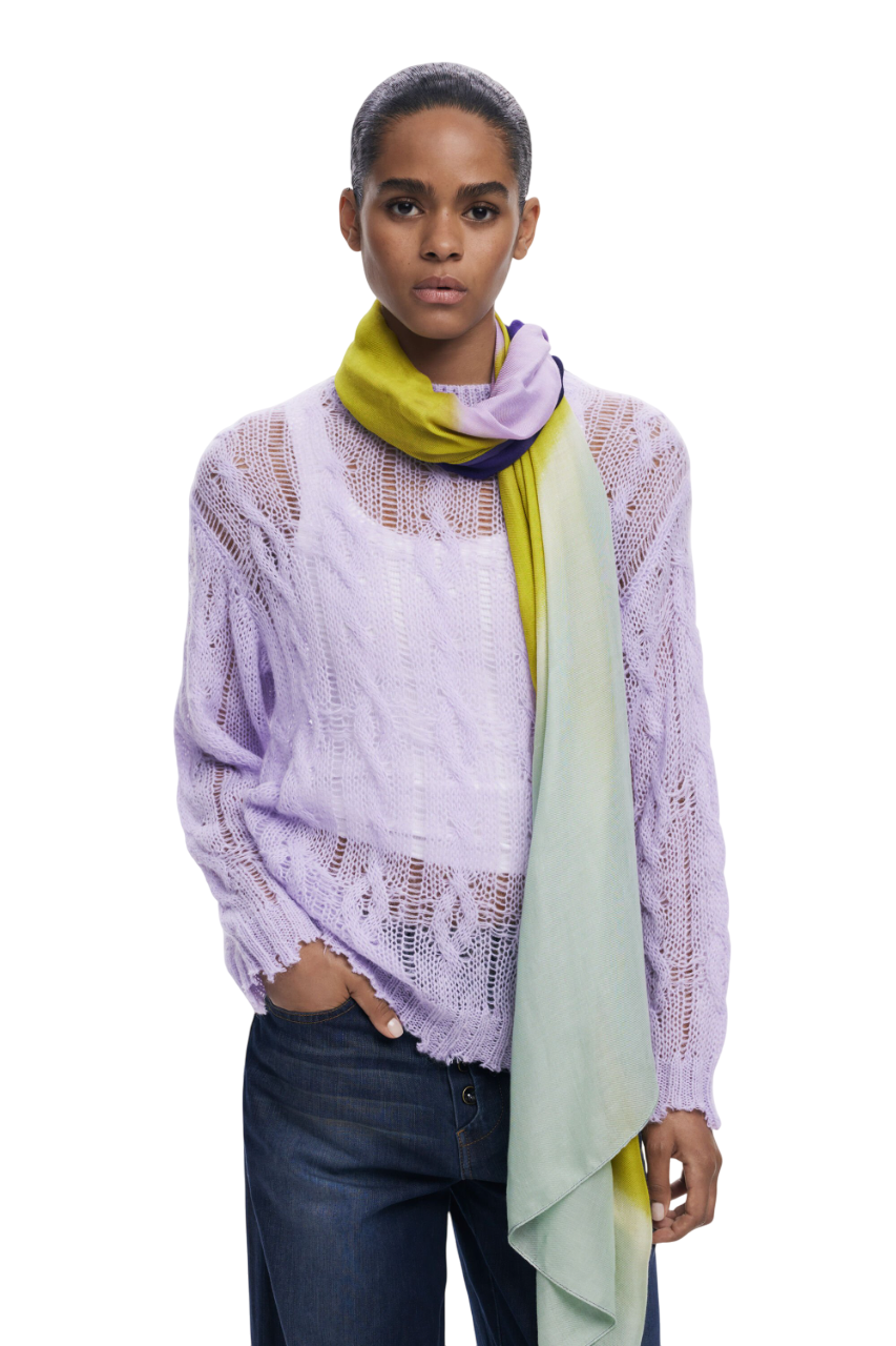 Desigual - Rectangular scarf with diagonal stripes