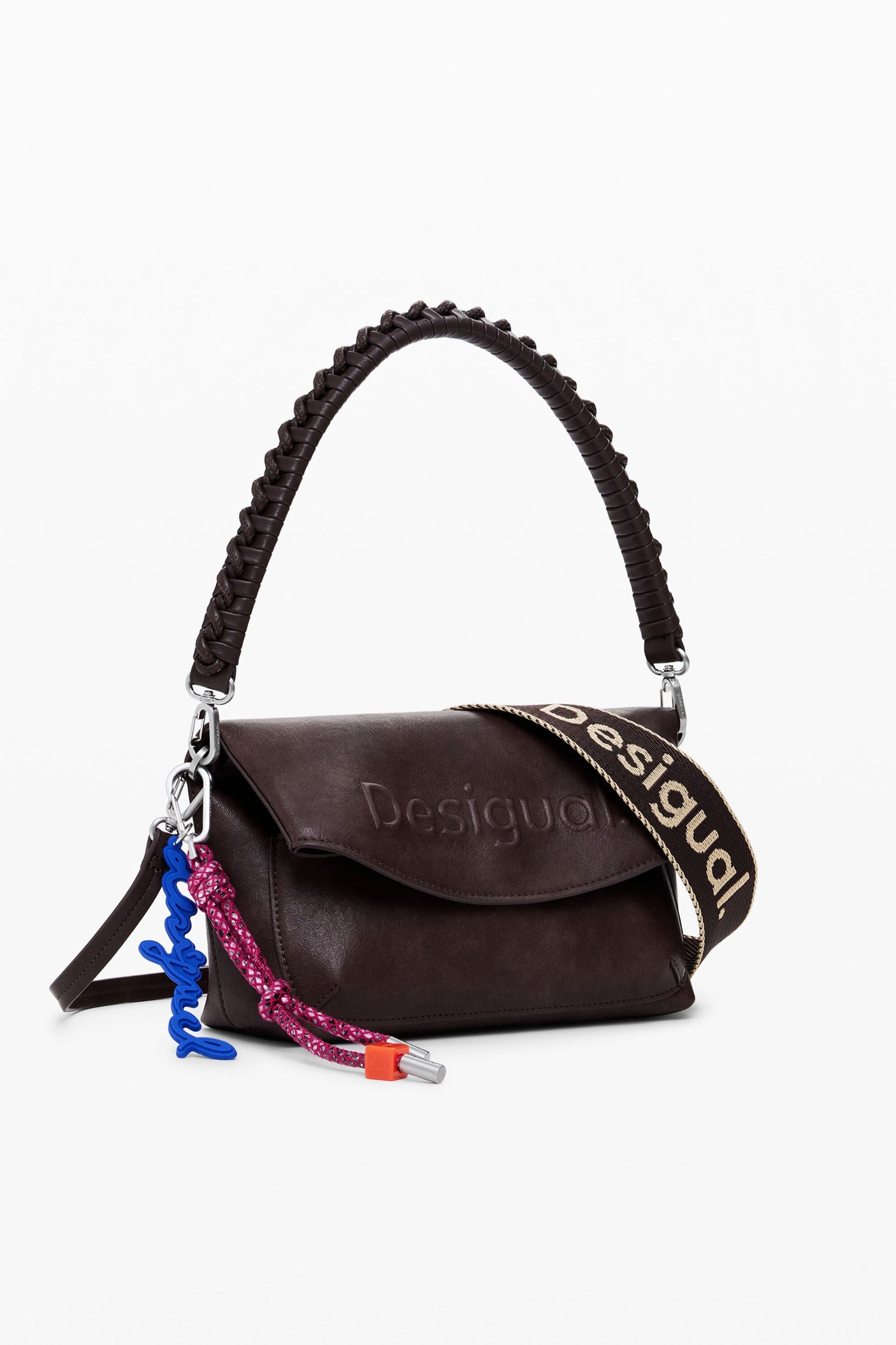 Desigual - Medium faux suede bag with 3D logo