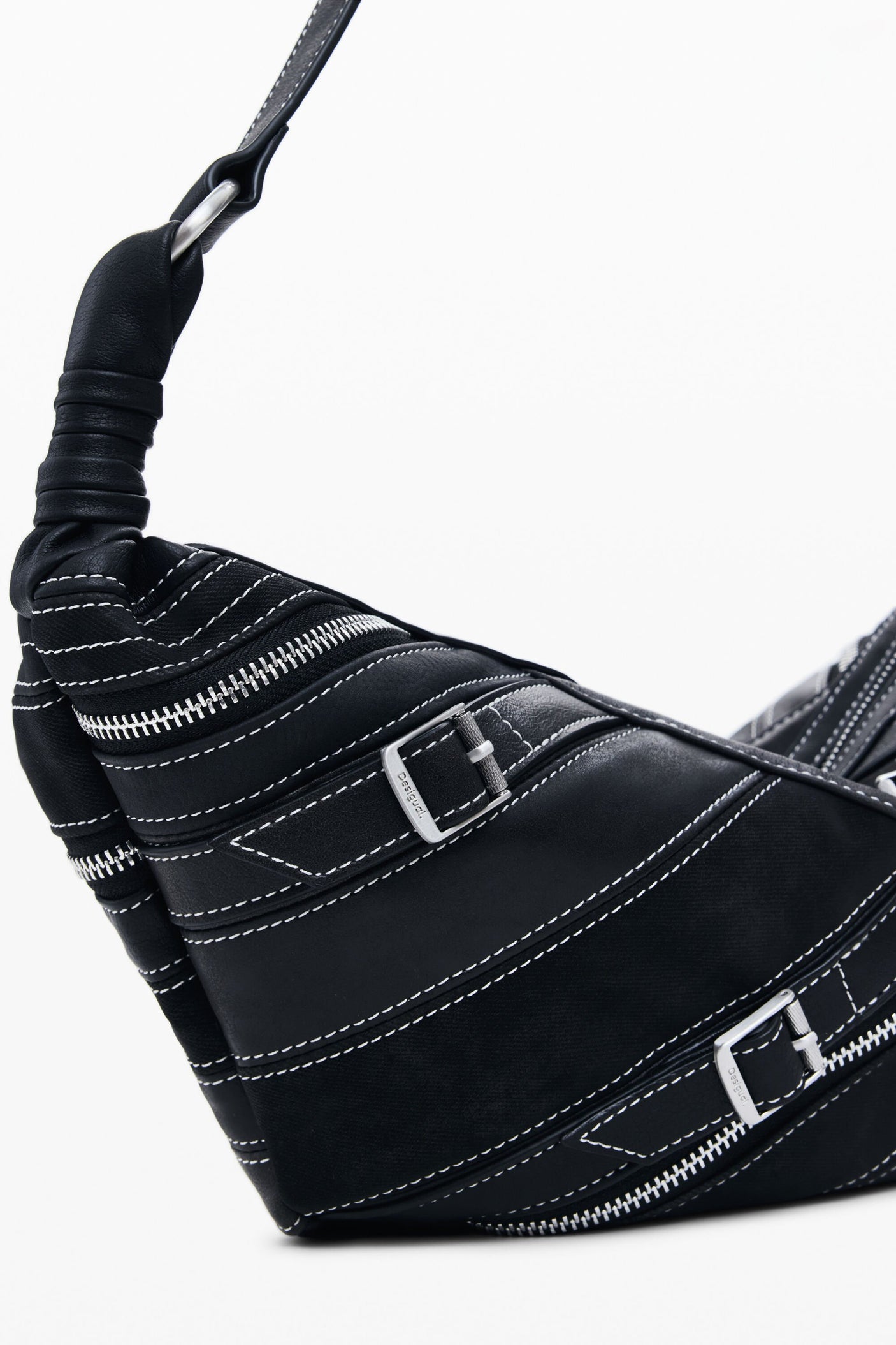 Desigual - Small faux leather bag with buckles